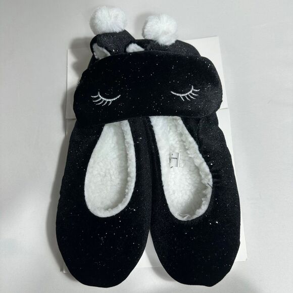 TTOTES TOASTIES Black Eye Mask & Ballet Slippers Set Womens Size Large 8-9 NEW - Picture 6 of 12